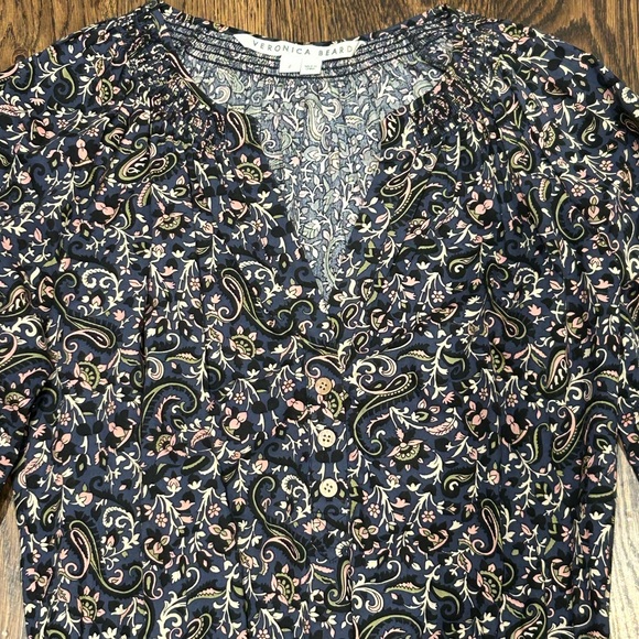 Veronica Beard Navy Paisley 3/4 Sleeve Dress - Picture 6 of 12